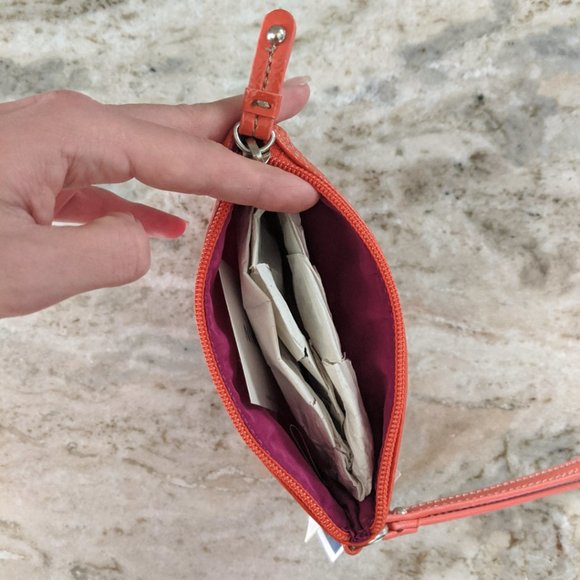 Brand New Nine West! / Cute Summer Wristlet / Colorful Stripes / Pink & Orange - Picture 3 of 5